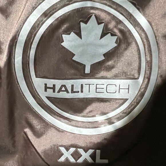 New HALITECH Down Filled Quilted Taupe Hooded Jacket XXL - Picture 14 of 15